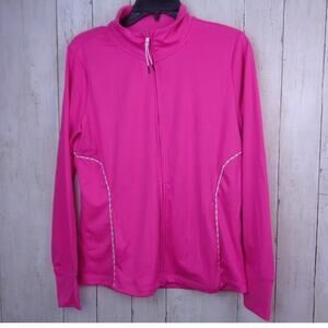 Bebe Sport Full Zip Logo Piped Hot‎ Pink Activewear Jacket Womens Size Medium